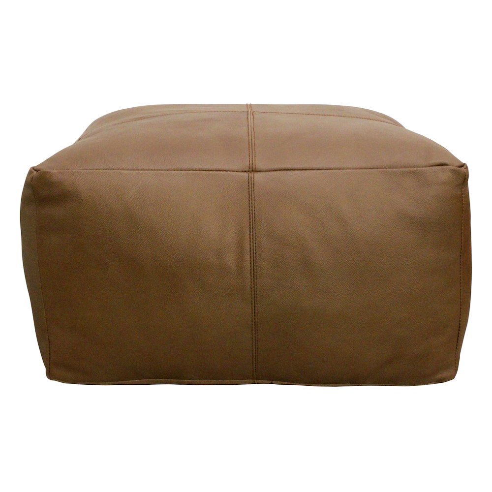 Mid-Century Java Leather Pouf in Dark Brown. Picture 1