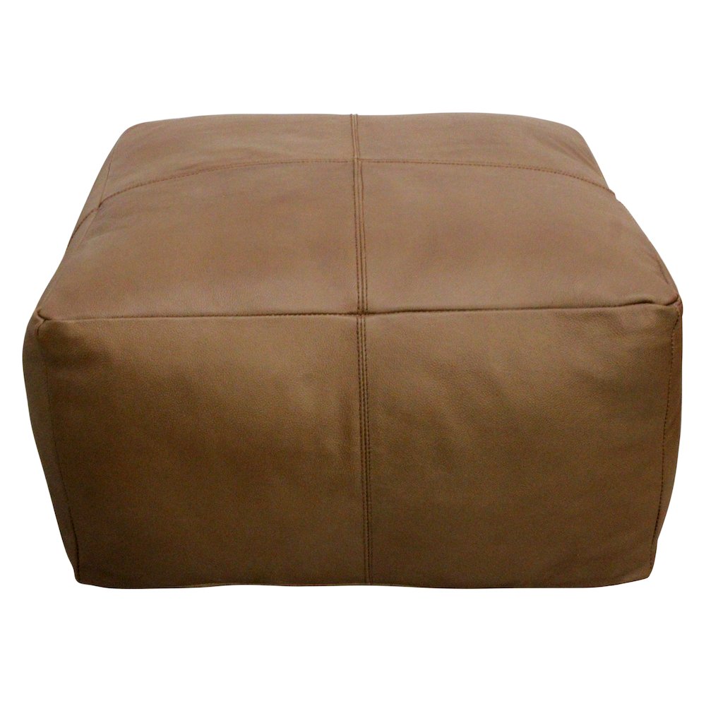 Mid-Century Java Leather Pouf in Dark Brown. Picture 2