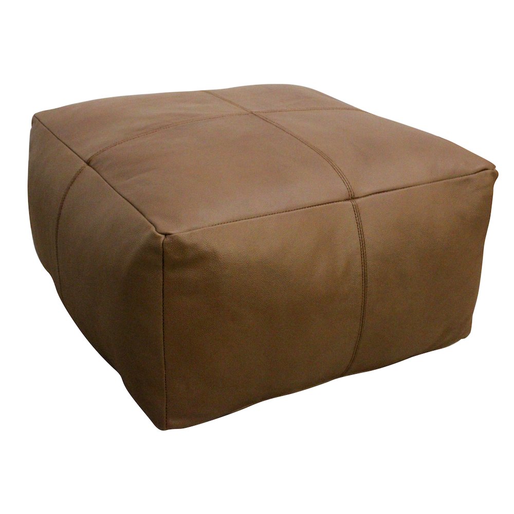 Mid-Century Java Leather Pouf in Dark Brown. Picture 3