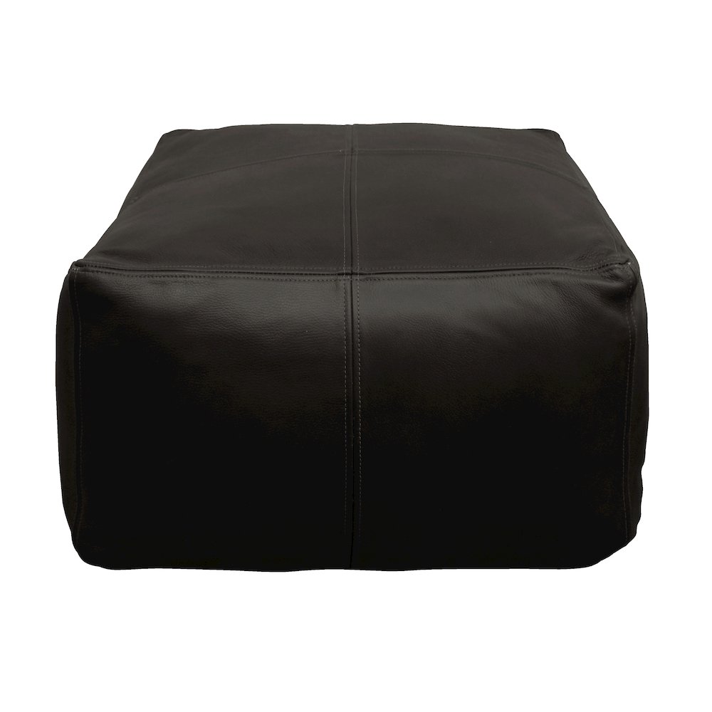 Mid-Century Java Leather Pouf in Antique Black. Picture 1