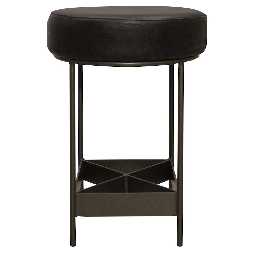 Emmett Counter Stool in Antique Black Leather. Picture 1