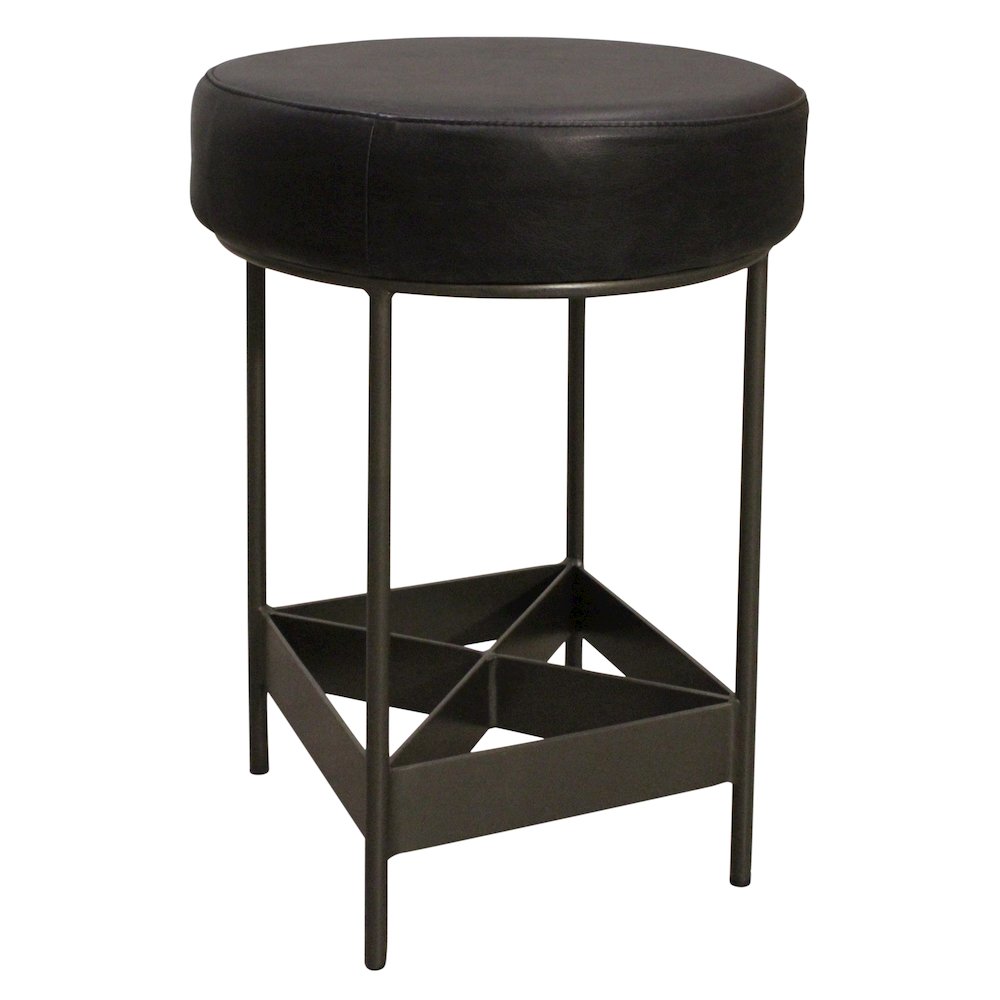 Emmett Counter Stool in Antique Black Leather. Picture 3