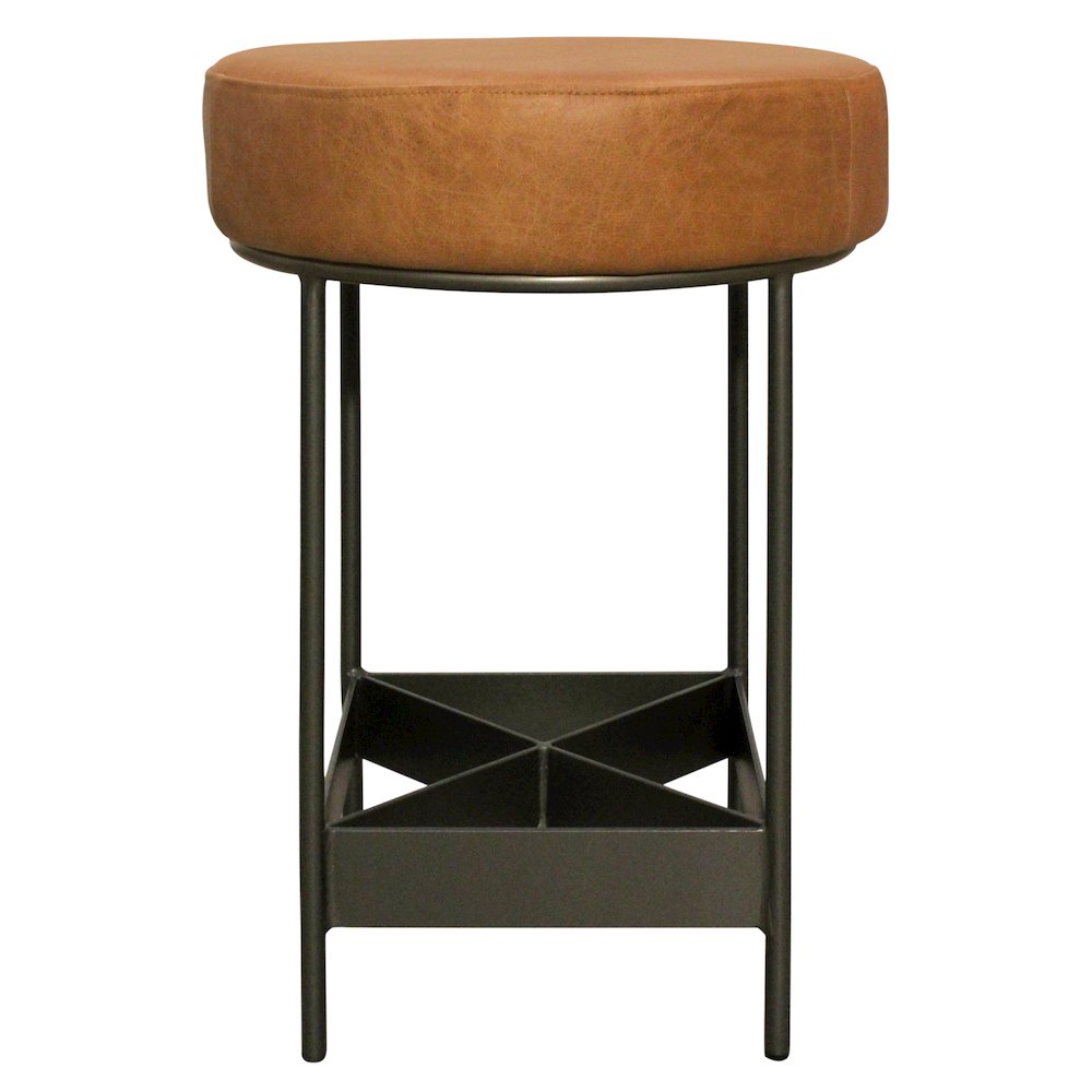 Emmett Counter Stool in Tan Leather. Picture 1