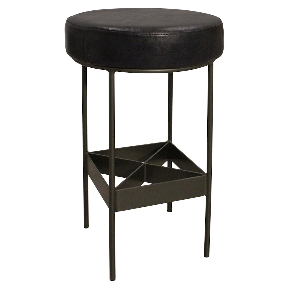 Emmett Bar Stool in Antique Black Leather. Picture 2