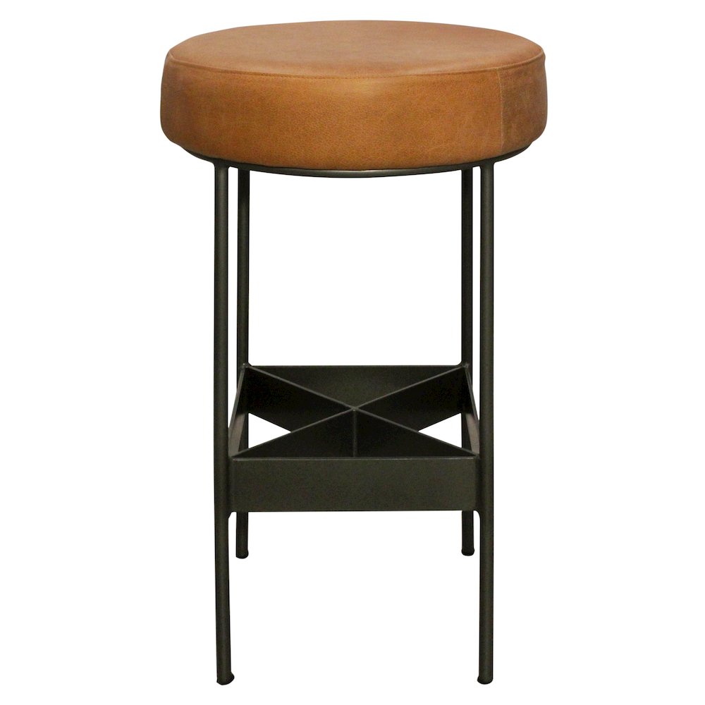 Emmett Bar Stool in Tan Leather. Picture 1
