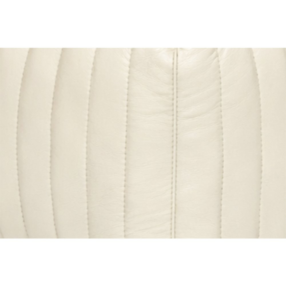 Brie Leather Pouf - Ivory. Picture 4
