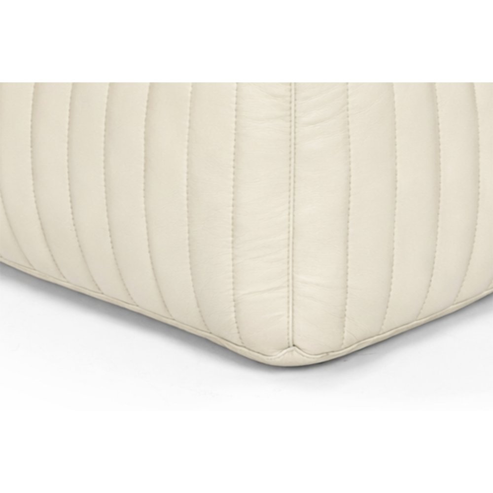 Brie Leather Pouf - Ivory. Picture 5