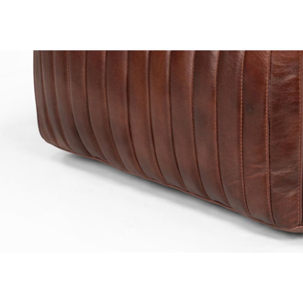 Brie Leather Pouf - Burgundy. Picture 4