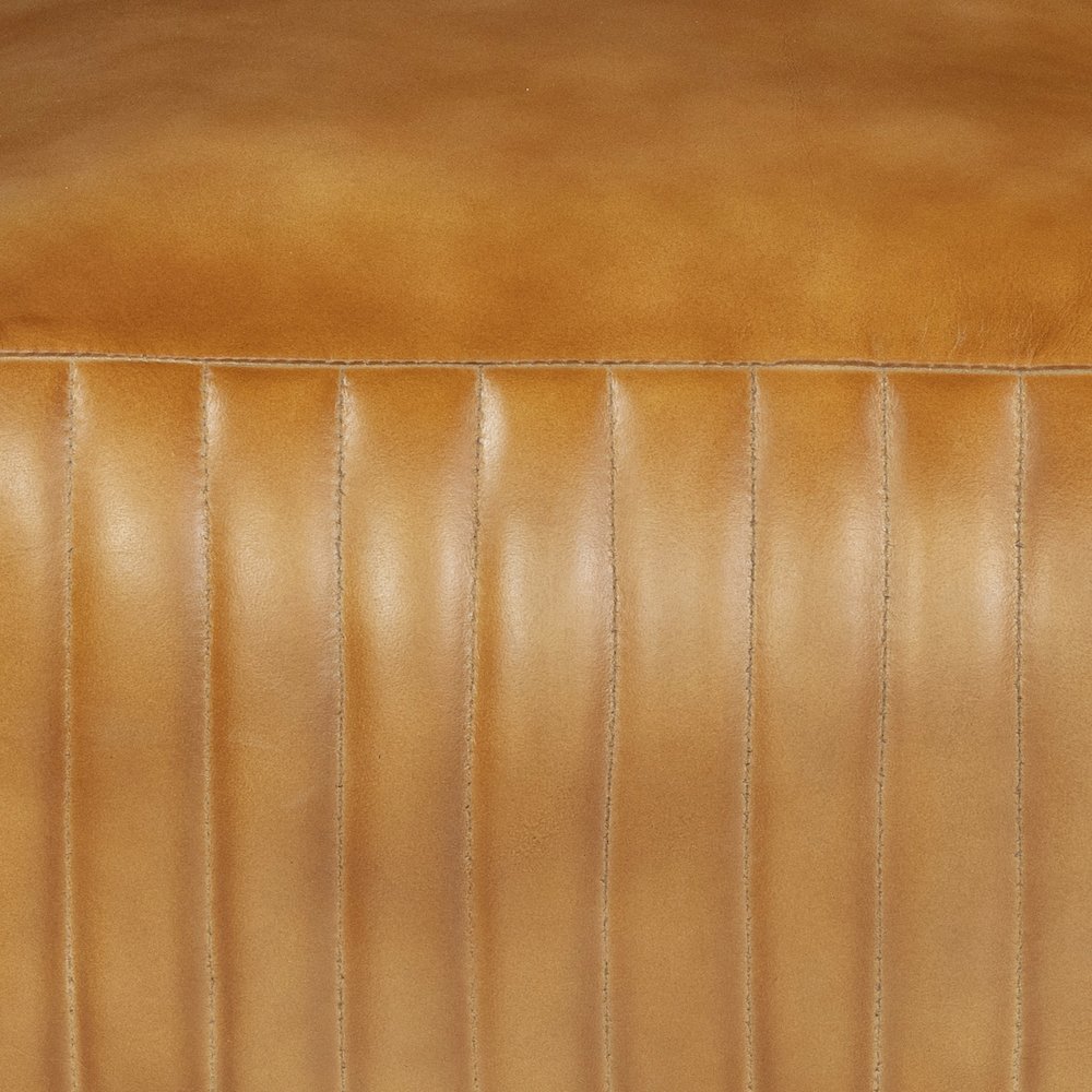Brie Leather Pouf - Caramel. Picture 5