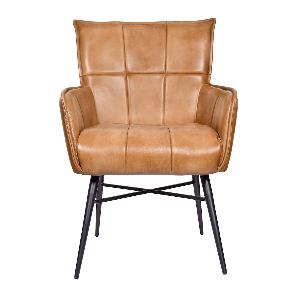 Gabriel Genuine Leather Arm Chair in Caramel. Picture 1