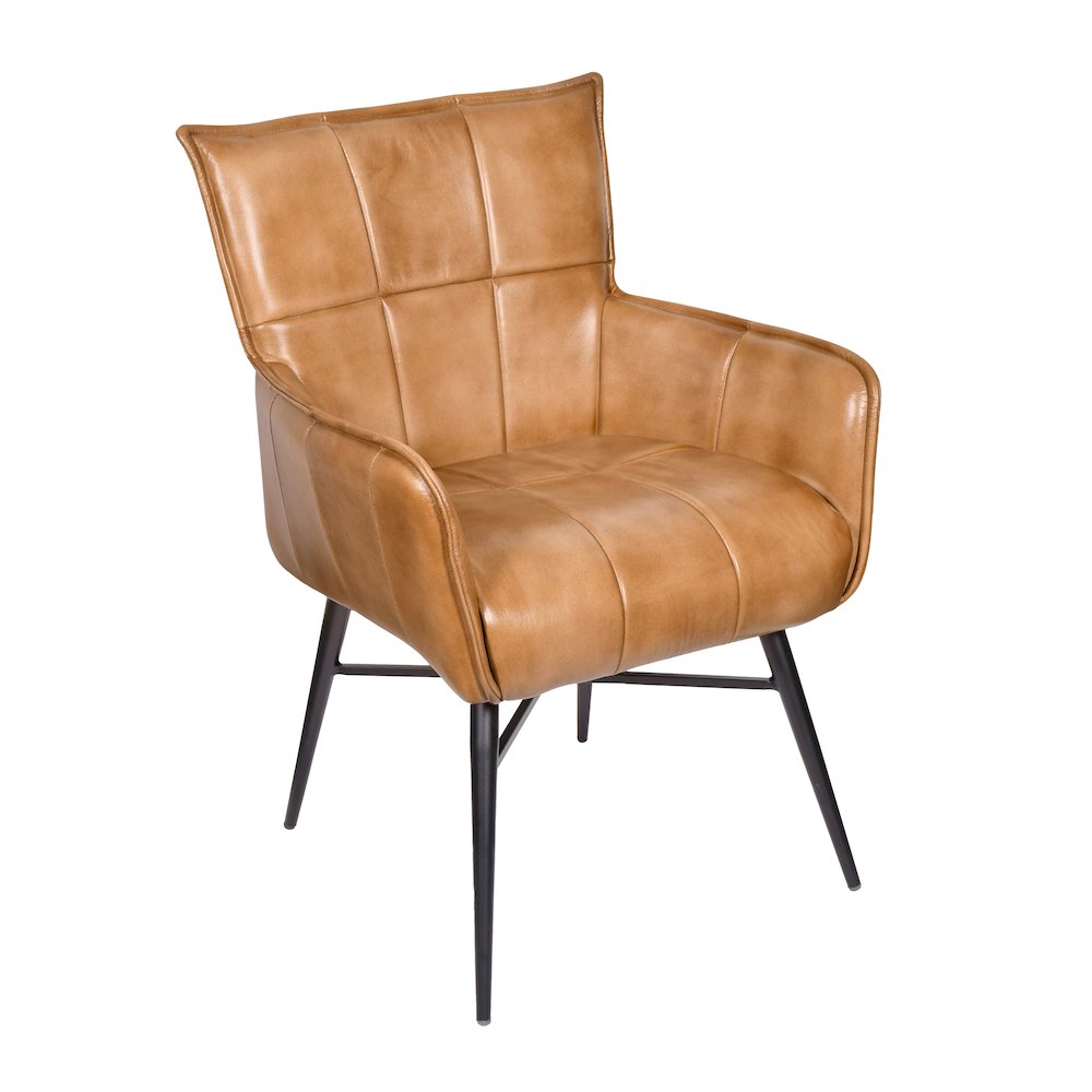 Gabriel Genuine Leather Arm Chair in Caramel. Picture 2
