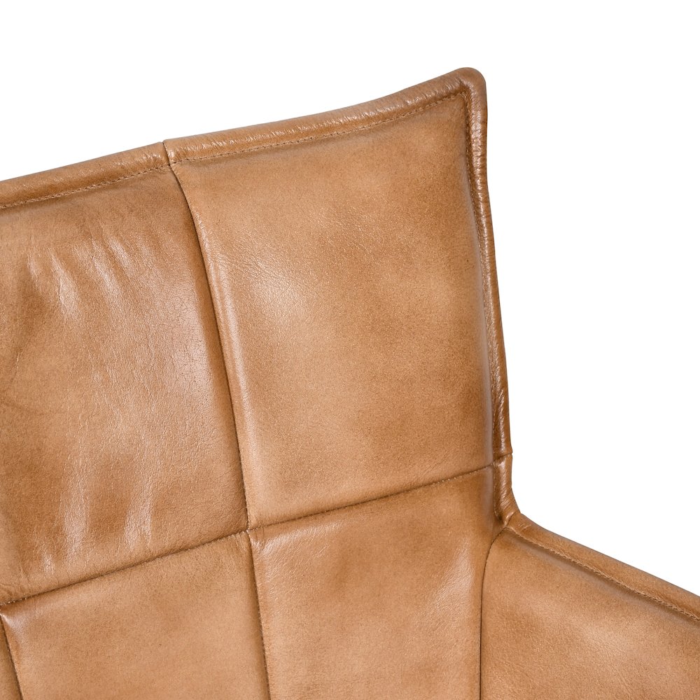Gabriel Genuine Leather Arm Chair in Caramel. Picture 4