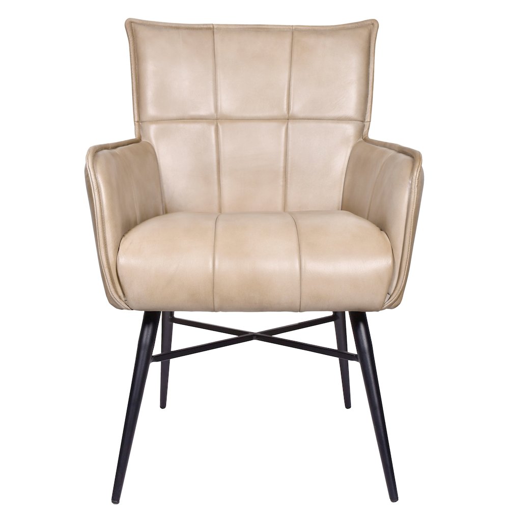 Gabriel Genuine Leather Arm Chair in Stone. Picture 1