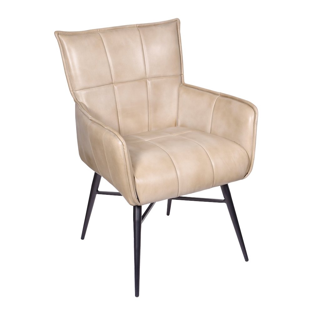Gabriel Genuine Leather Arm Chair in Stone. Picture 3
