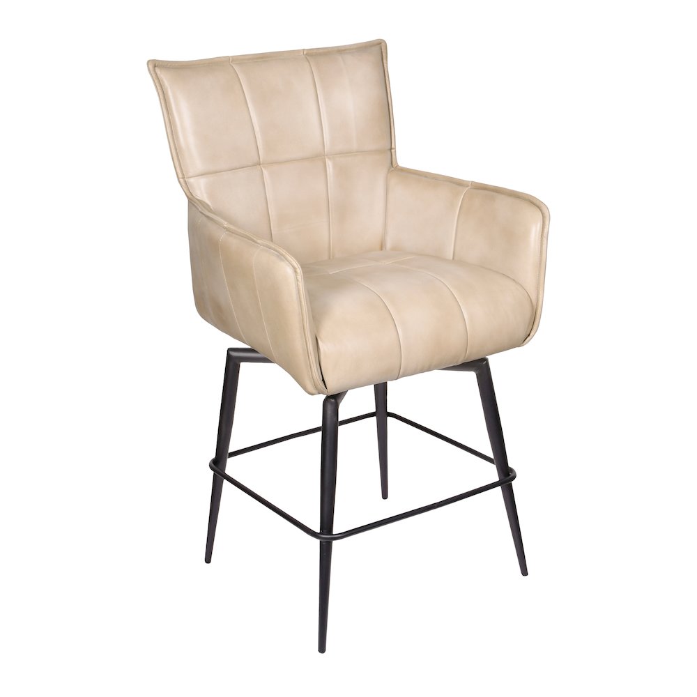 Gabriel Genuine Leather Counter Swivel Chair in Stone. Picture 2