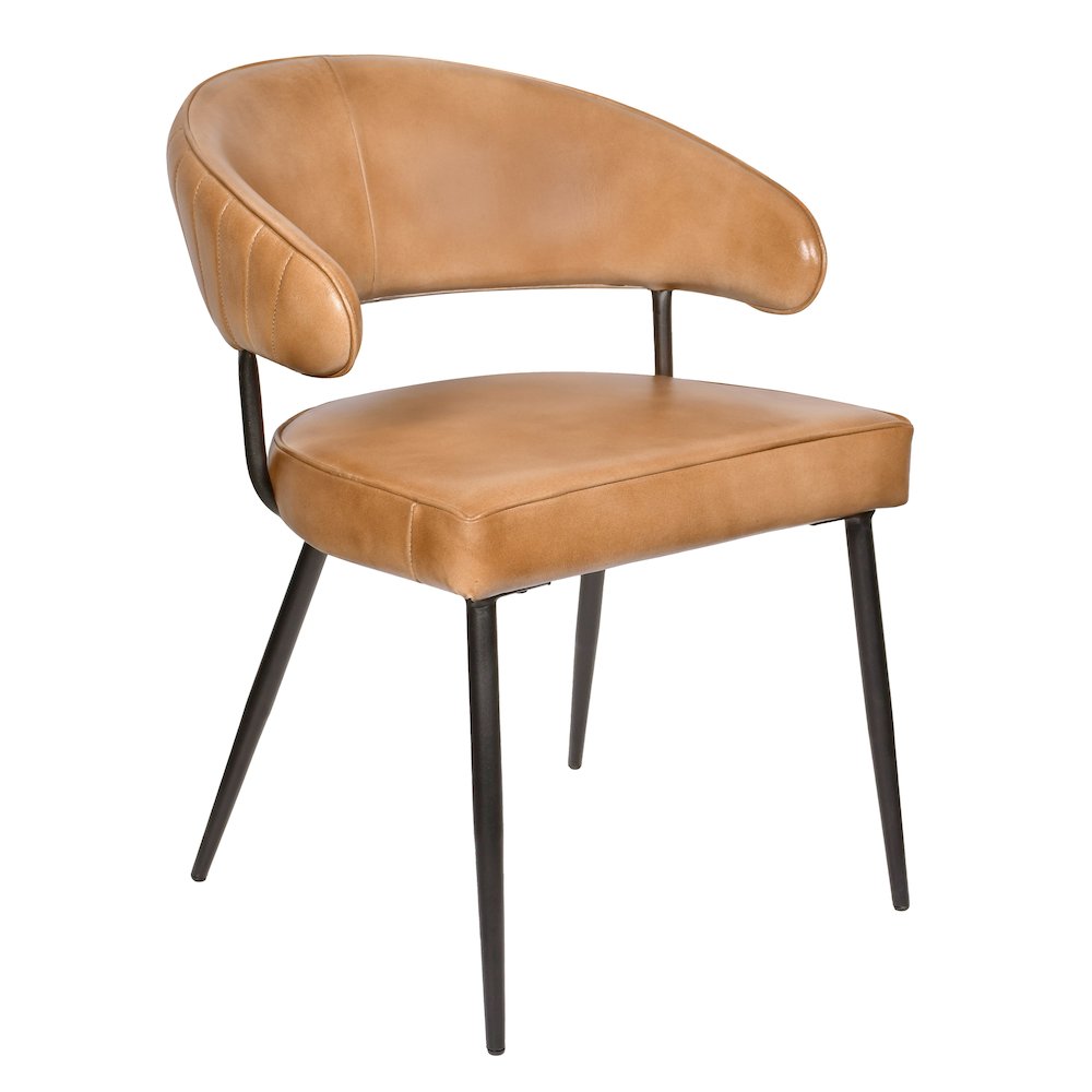 Barrett Genuine Leather Side Chair in Caramel 2-Piece Set. Picture 2