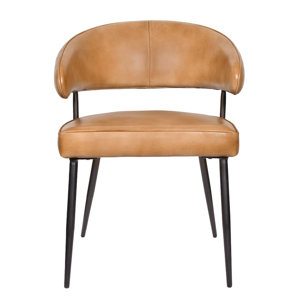 Barrett Genuine Leather Side Chair in Caramel 2-Piece Set. Picture 3