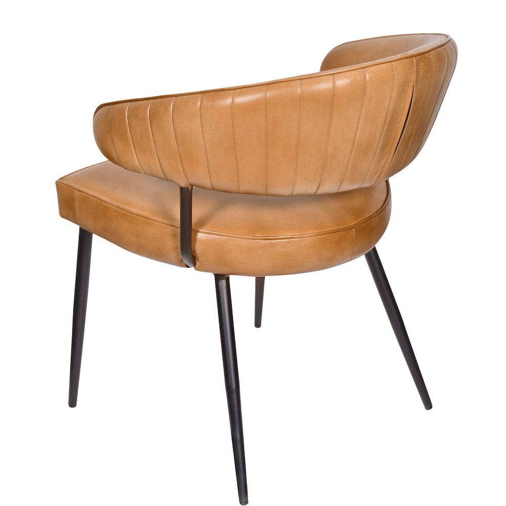 Barrett Genuine Leather Side Chair in Caramel 2-Piece Set. Picture 4