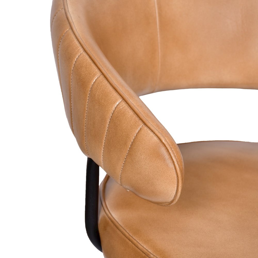 Barrett Genuine Leather Side Chair in Caramel 2-Piece Set. Picture 5