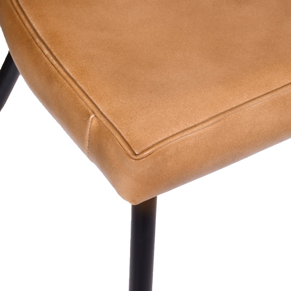 Barrett Genuine Leather Side Chair in Caramel 2-Piece Set. Picture 6
