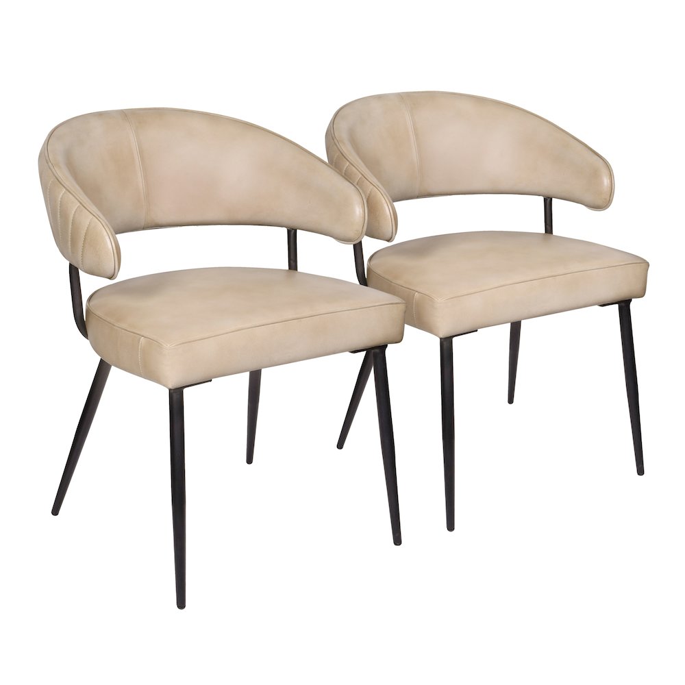 Barrett Genuine Leather Side Chair in Stone 2-Piece Set. Picture 1