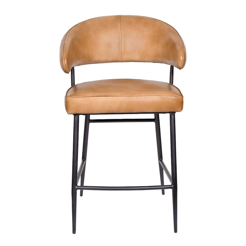 Barrett Genuine Leather Counter Chair in Caramel. Picture 1