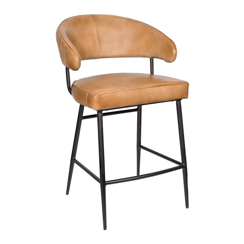 Barrett Genuine Leather Counter Chair in Caramel. Picture 2