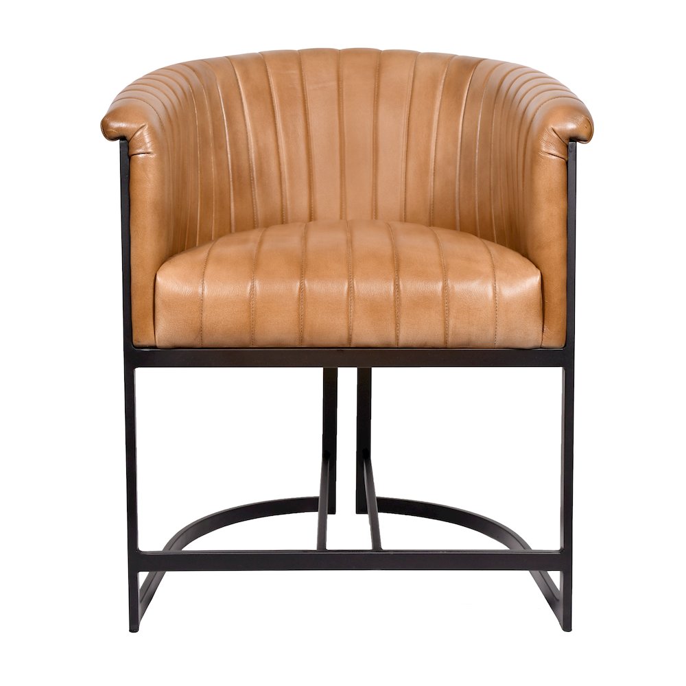 Wilbur Genuine Leather Dining Chair in Caramel. Picture 1