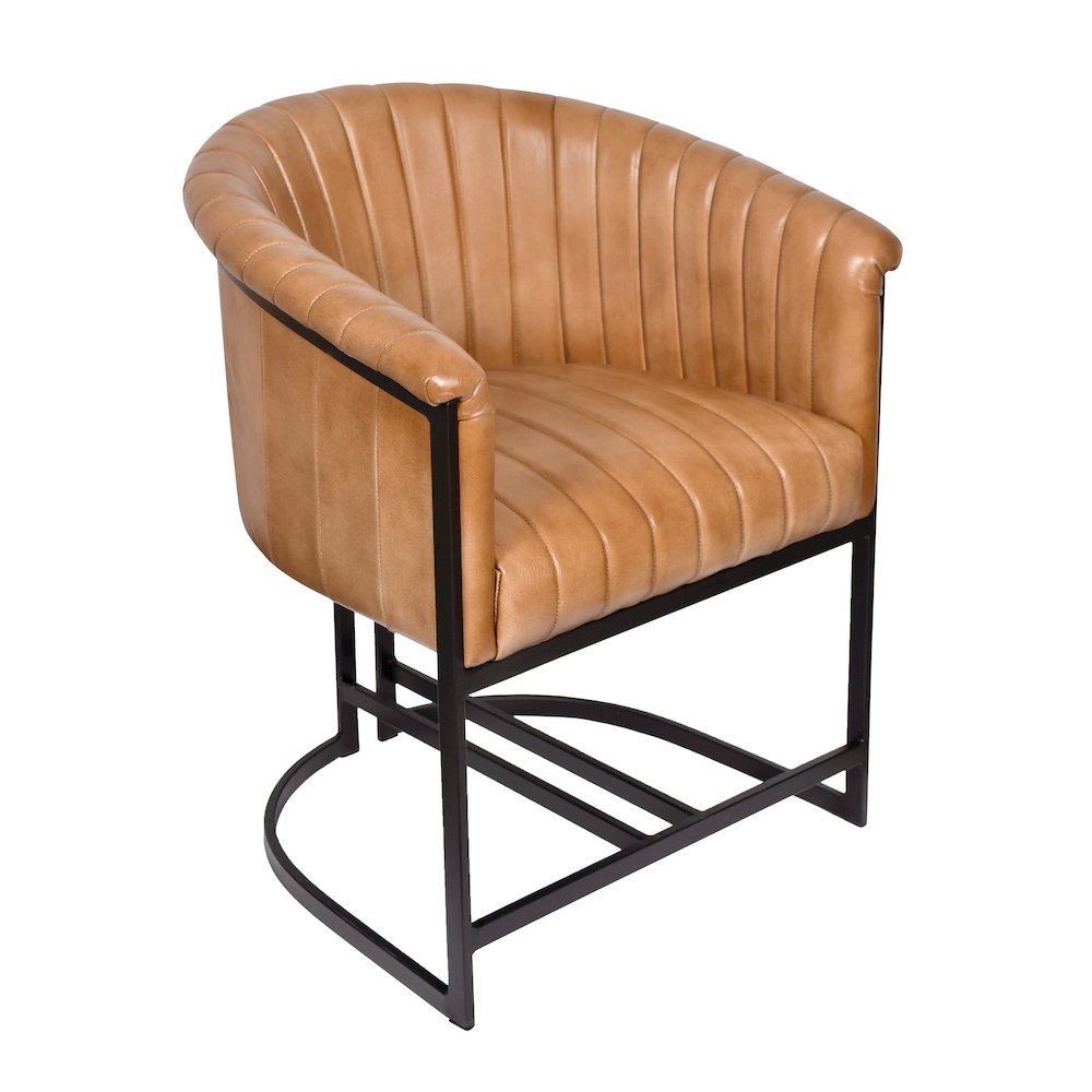 Wilbur Genuine Leather Dining Chair in Caramel. Picture 2