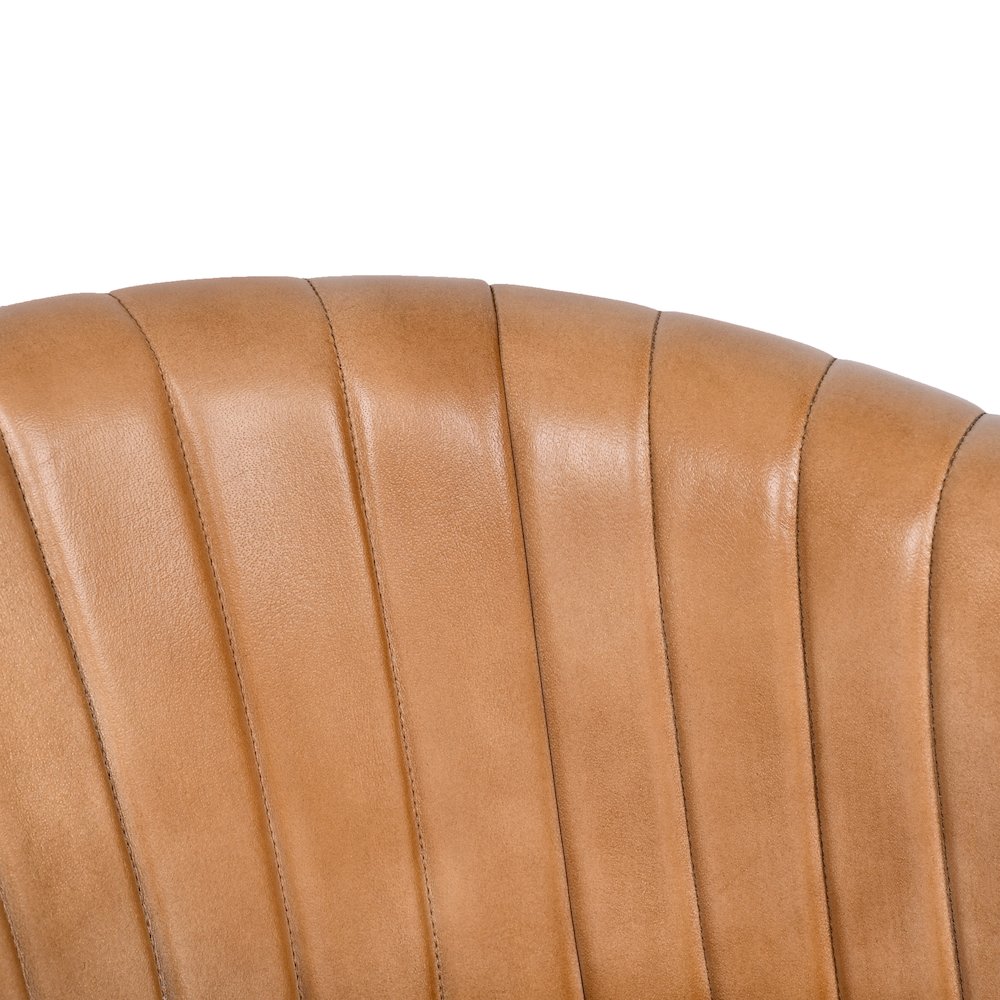 Wilbur Genuine Leather Dining Chair in Caramel. Picture 4