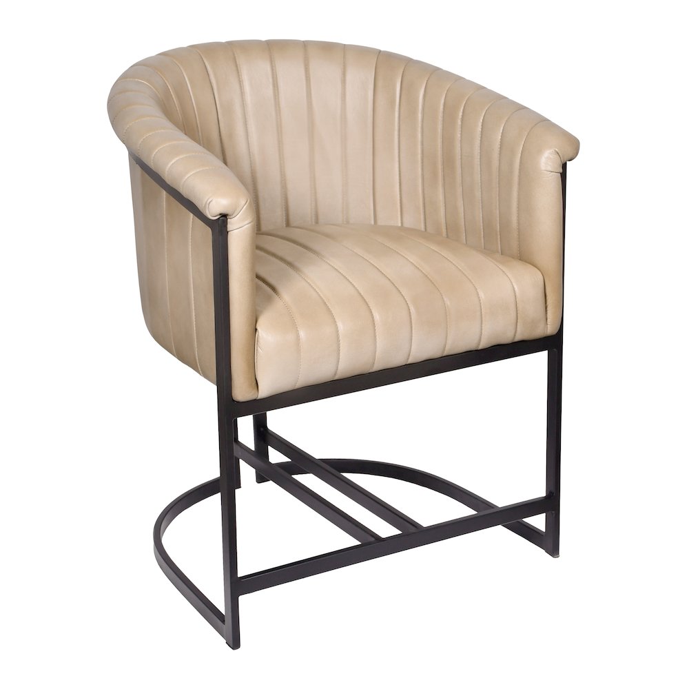 Wilbur Genuine Leather Dining Chair in Stone. Picture 2