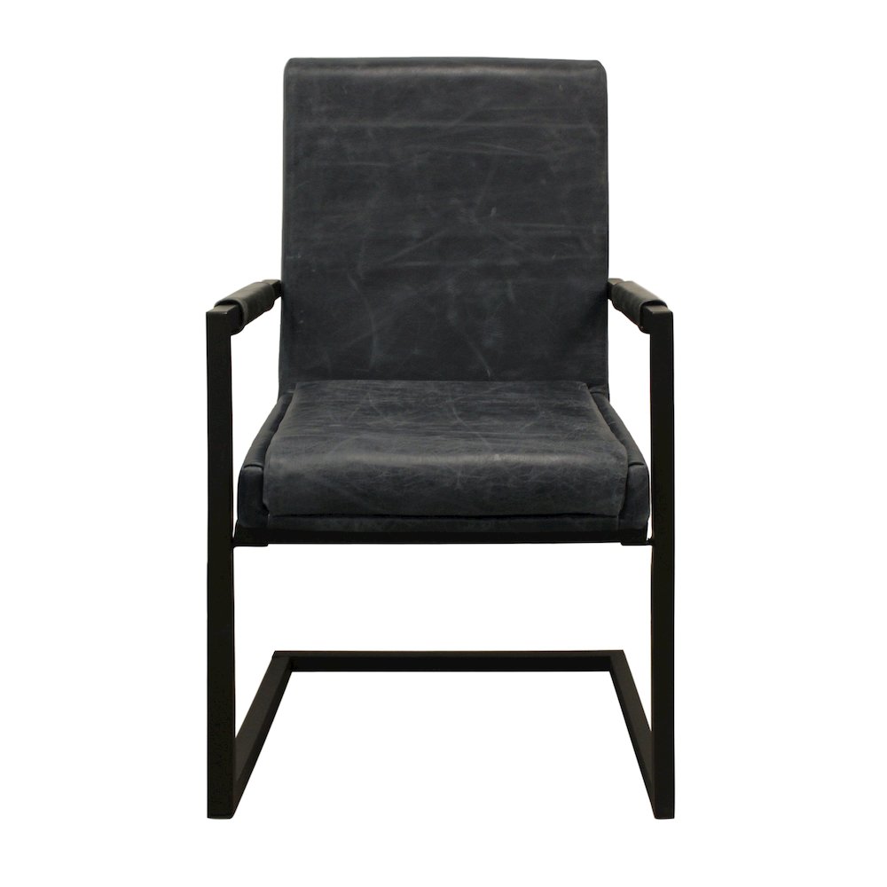 Wendy Arm Chair in Antique Black Leather 2-Piece Set. Picture 2