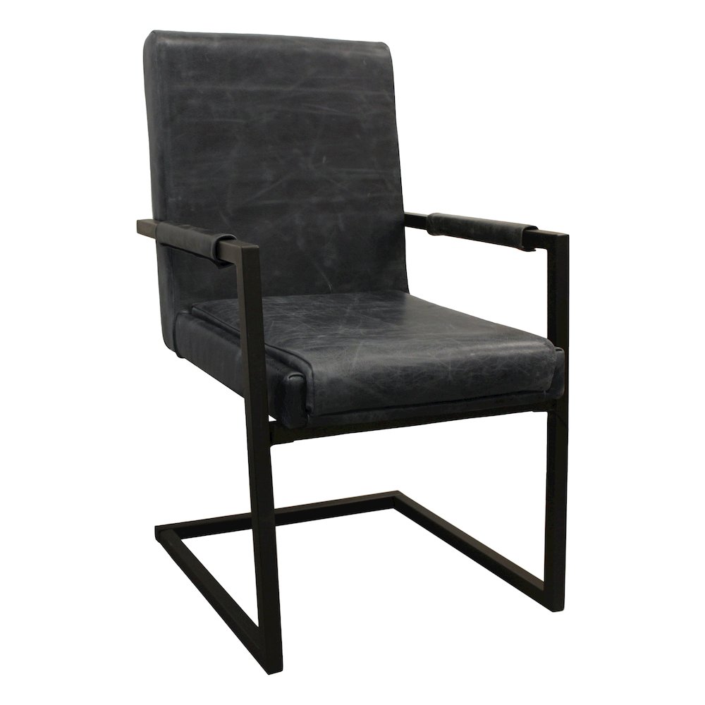 Wendy Arm Chair in Antique Black Leather 2-Piece Set. Picture 3