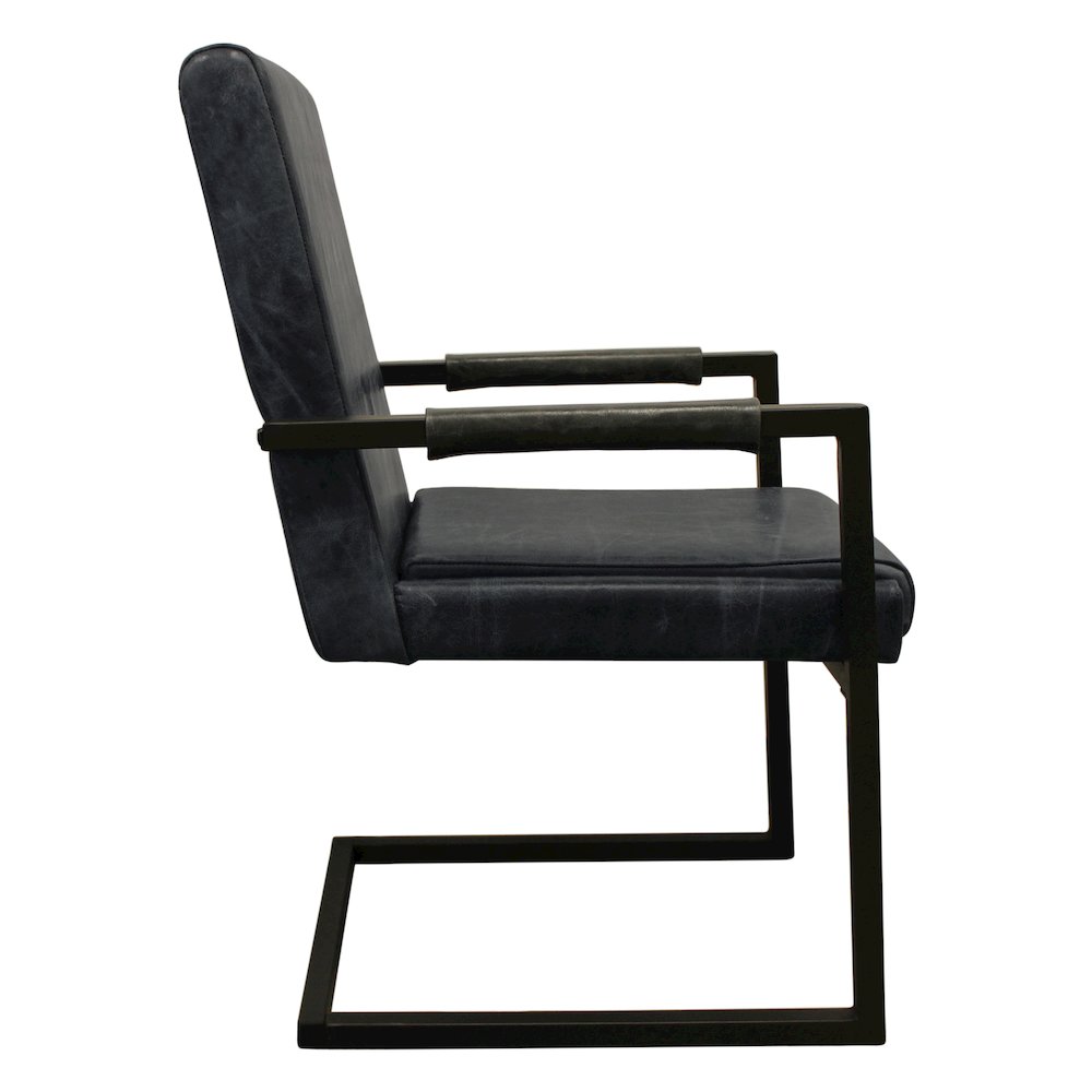 Wendy Arm Chair in Antique Black Leather 2-Piece Set. Picture 4