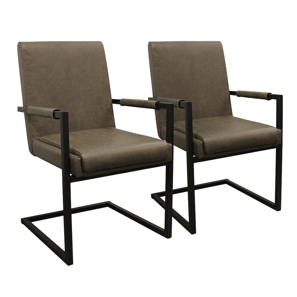 Wendy Arm Chair in Gray Leather 2-Piece Set. Picture 1