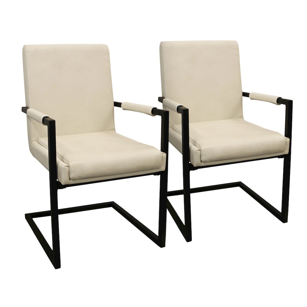 Wendy Arm Chair in Ivory Leather 2-Piece Set. Picture 1