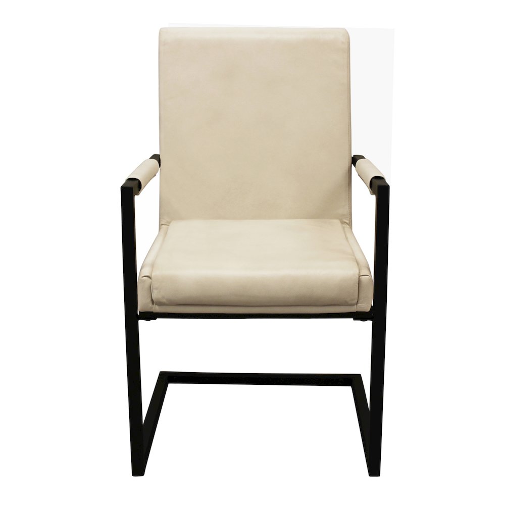 Wendy Arm Chair in Ivory Leather 2-Piece Set. Picture 3