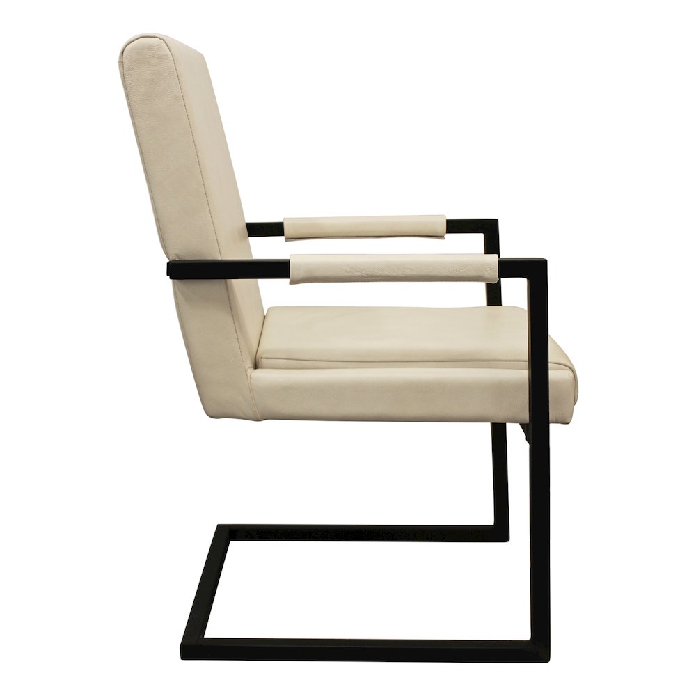 Wendy Arm Chair in Ivory Leather 2-Piece Set. Picture 4