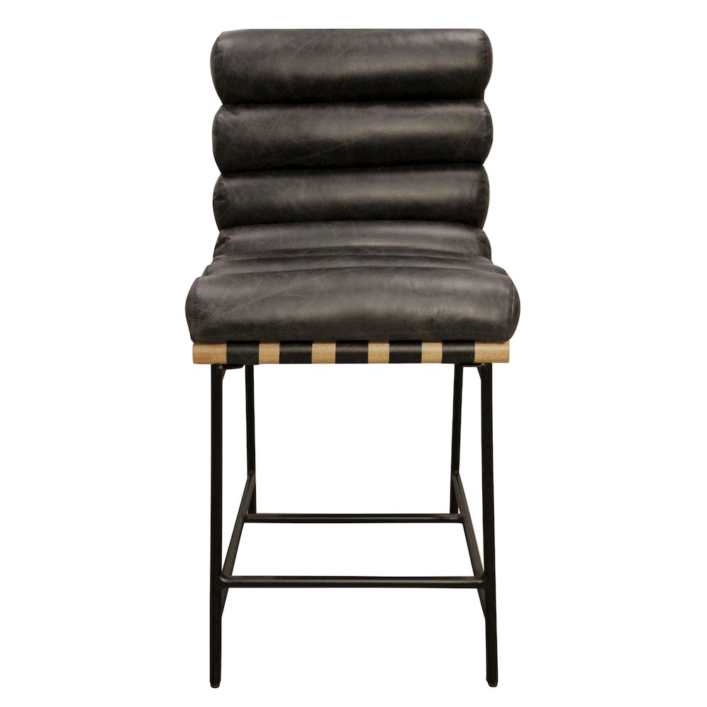 Layla Counter Stool in Antique Black Leather. Picture 2