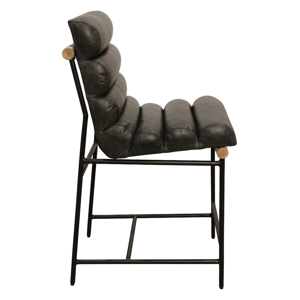 Layla Counter Stool in Antique Black Leather. Picture 3