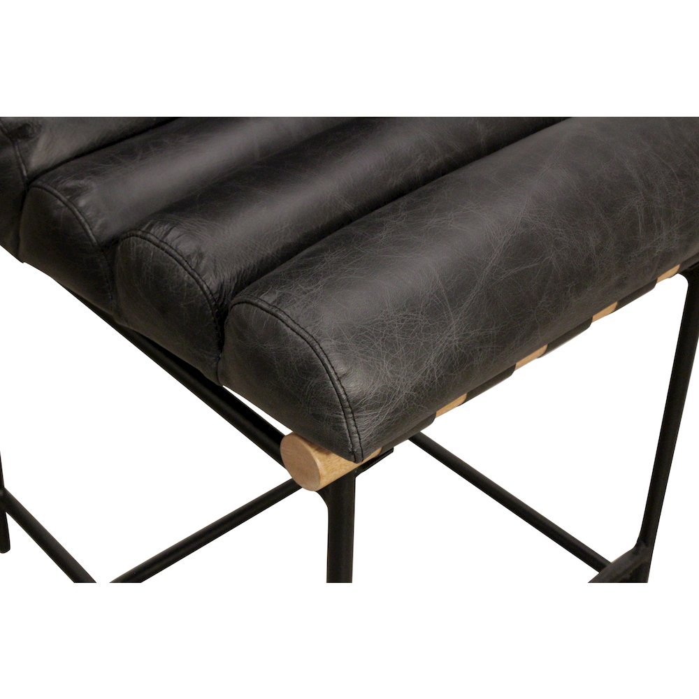 Layla Counter Stool in Antique Black Leather. Picture 4