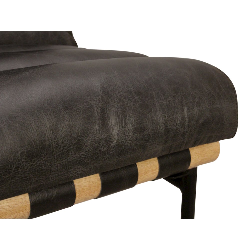 Layla Counter Stool in Antique Black Leather. Picture 5