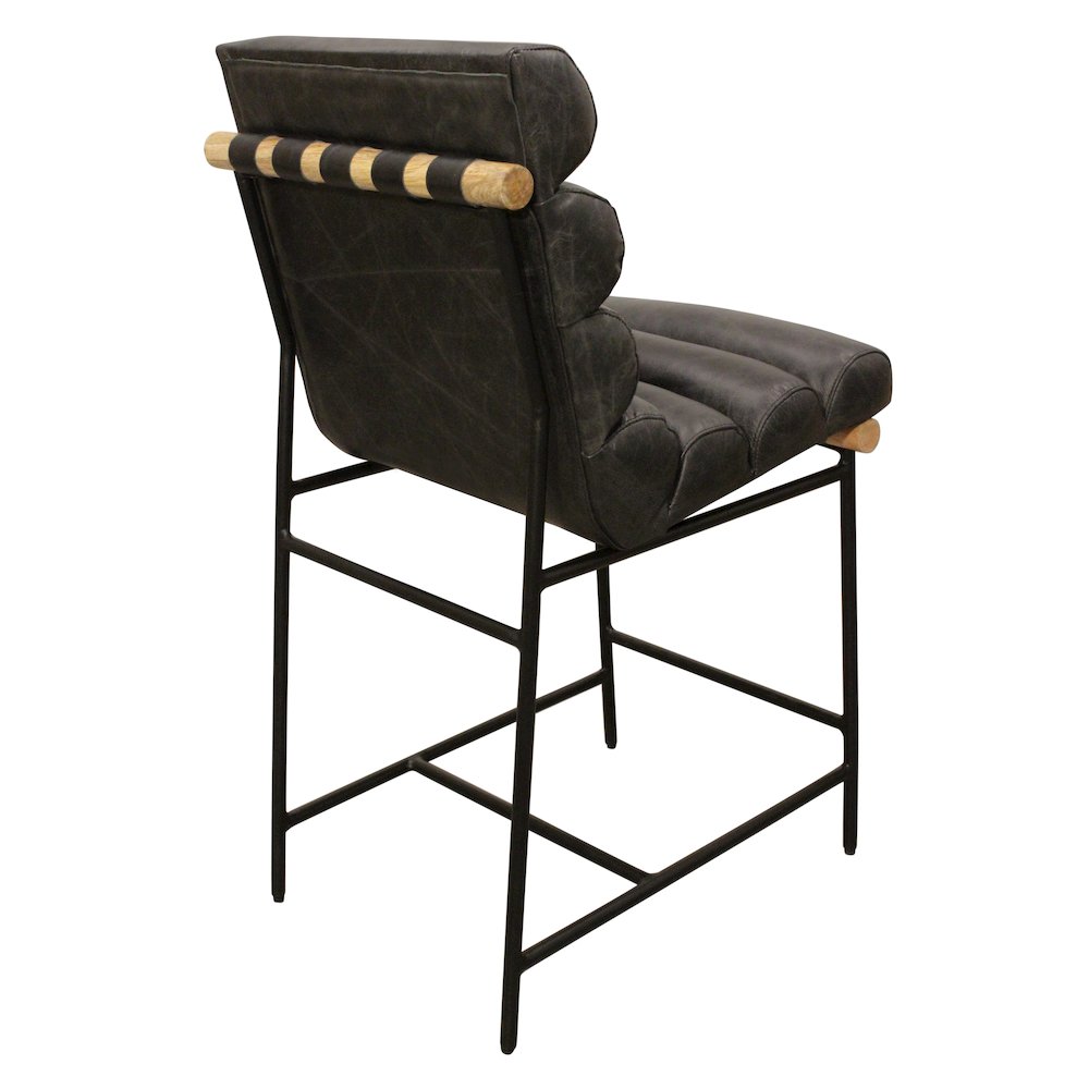 Layla Counter Stool in Antique Black Leather. Picture 6