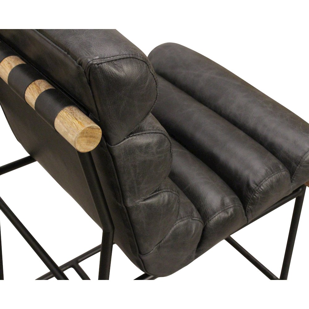 Layla Counter Stool in Antique Black Leather. Picture 7