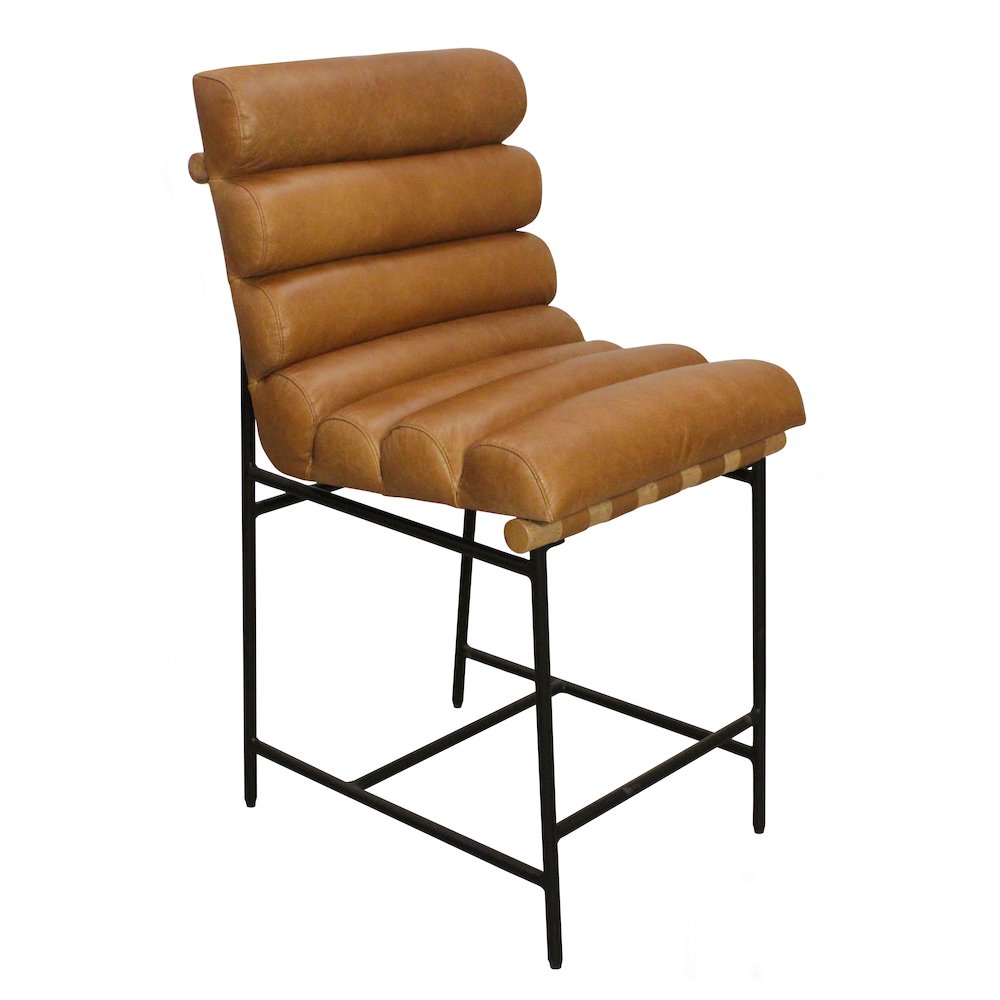Layla Counter Stool in Tan Leather. Picture 2