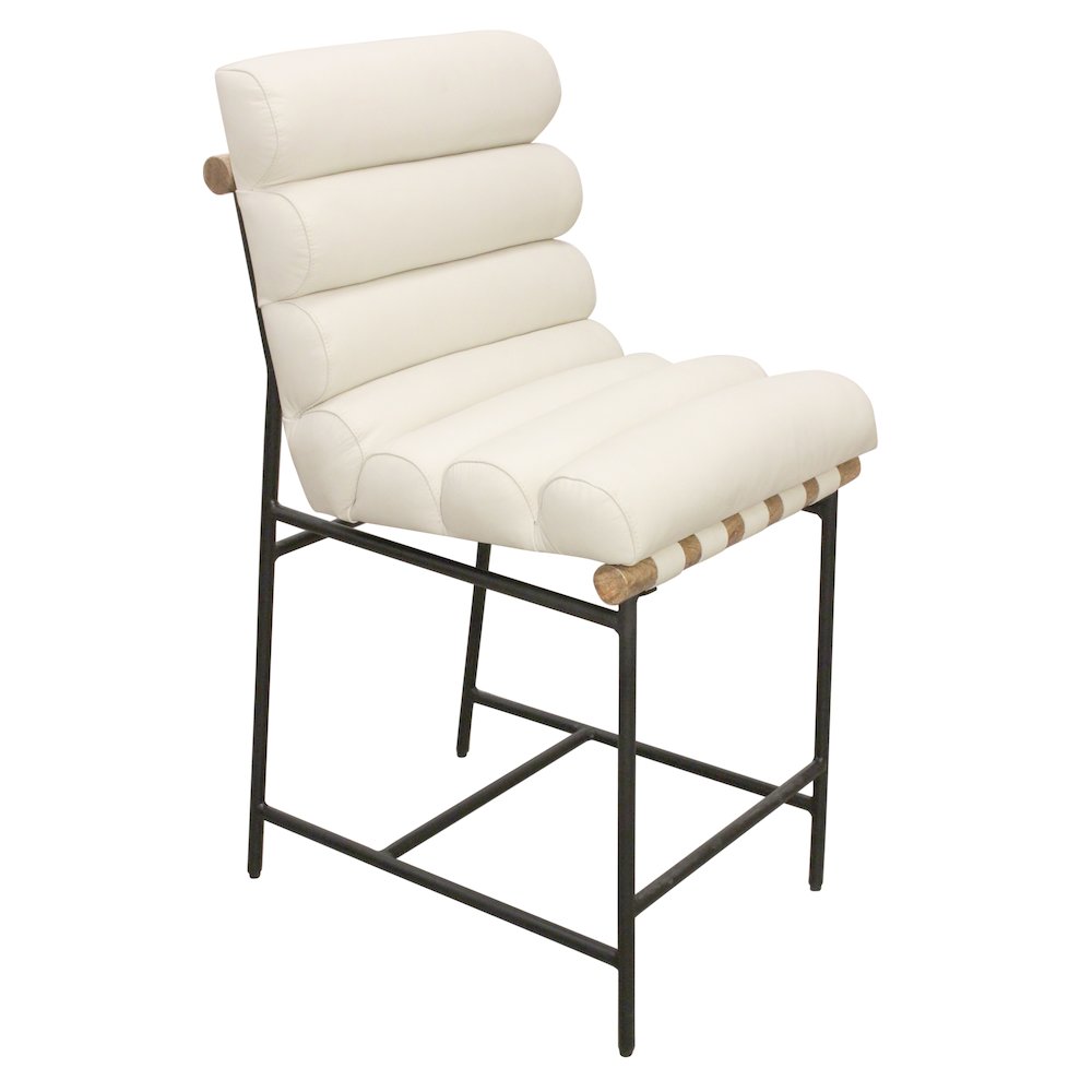Layla Counter Stool in Ivory Leather. Picture 1