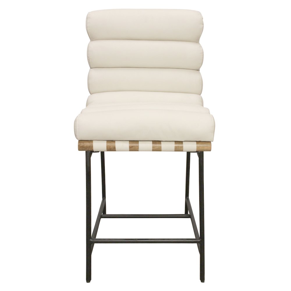 Layla Counter Stool in Ivory Leather. Picture 2