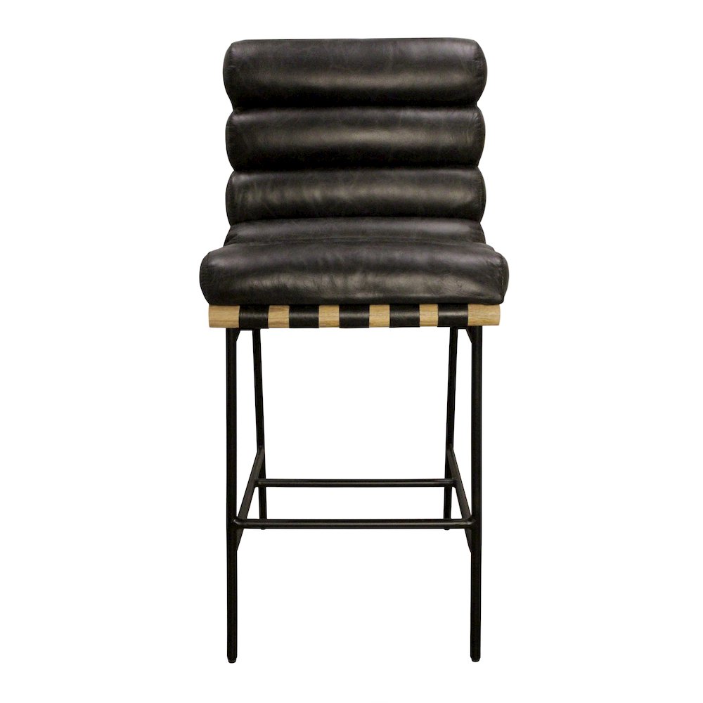 Layla Bar Stool in Antique Black Leather. Picture 2