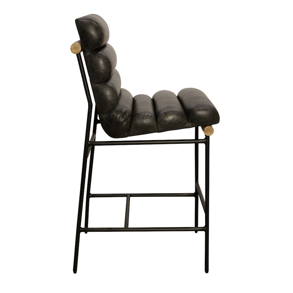 Layla Bar Stool in Antique Black Leather. Picture 3