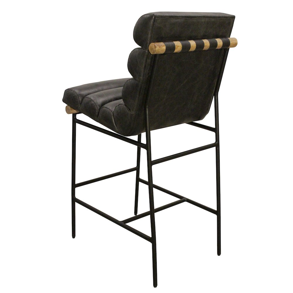 Layla Bar Stool in Antique Black Leather. Picture 4